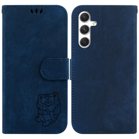 For Samsung Galaxy S25+ 5G Little Tiger Embossed Leather Phone Case(Dark Blue) - Galaxy S25+ 5G Cases by PMC Jewellery | Online Shopping South Africa | PMC Jewellery | Buy Now Pay Later Mobicred