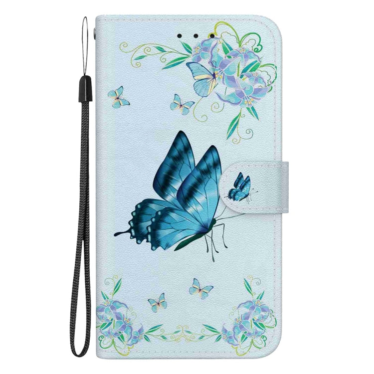 For Samsung Galaxy S25 5G Crystal Texture Colored Drawing Leather Phone Case(Blue Pansies) - Galaxy S25 5G Cases by PMC Jewellery | Online Shopping South Africa | PMC Jewellery | Buy Now Pay Later Mobicred