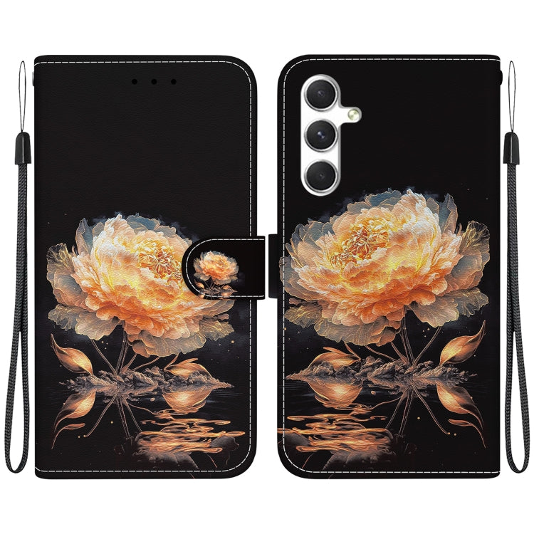 For Samsung Galaxy S25+ 5G Crystal Texture Colored Drawing Leather Phone Case(Gold Peony) - Galaxy S25+ 5G Cases by PMC Jewellery | Online Shopping South Africa | PMC Jewellery | Buy Now Pay Later Mobicred