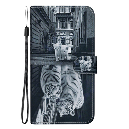 For Samsung Galaxy S25+ 5G Crystal Texture Colored Drawing Leather Phone Case(Cat Tiger Reflection) - Galaxy S25+ 5G Cases by PMC Jewellery | Online Shopping South Africa | PMC Jewellery | Buy Now Pay Later Mobicred