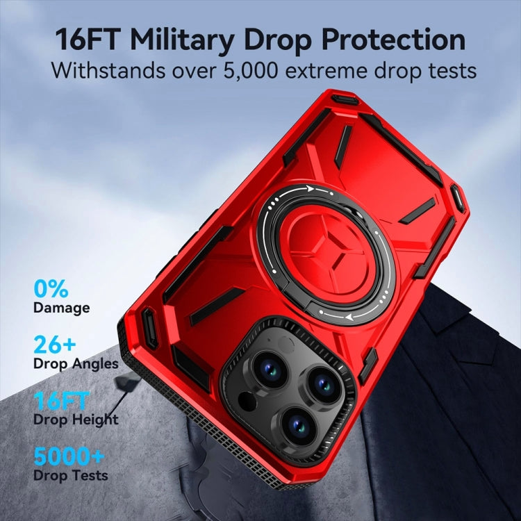 For iPhone 16 Plus Armor II Series MagSafe Magnetic Holder Phone Case(Red) - iPhone 16 Plus Cases by PMC Jewellery | Online Shopping South Africa | PMC Jewellery | Buy Now Pay Later Mobicred