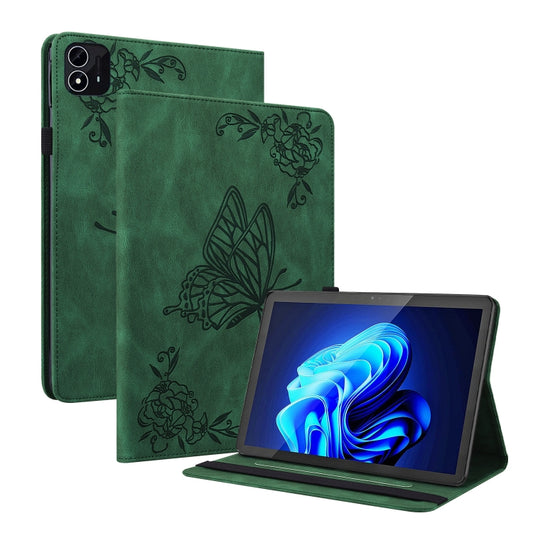 For itel Pad One 10.1 Butterfly Flower Embossed Leather Tablet Case(Green) - Others by PMC Jewellery | Online Shopping South Africa | PMC Jewellery | Buy Now Pay Later Mobicred