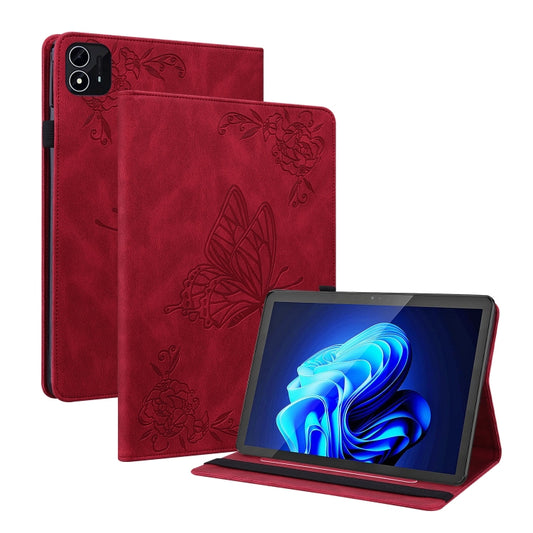 For itel Pad One 10.1 Butterfly Flower Embossed Leather Tablet Case(Red) - Others by PMC Jewellery | Online Shopping South Africa | PMC Jewellery | Buy Now Pay Later Mobicred