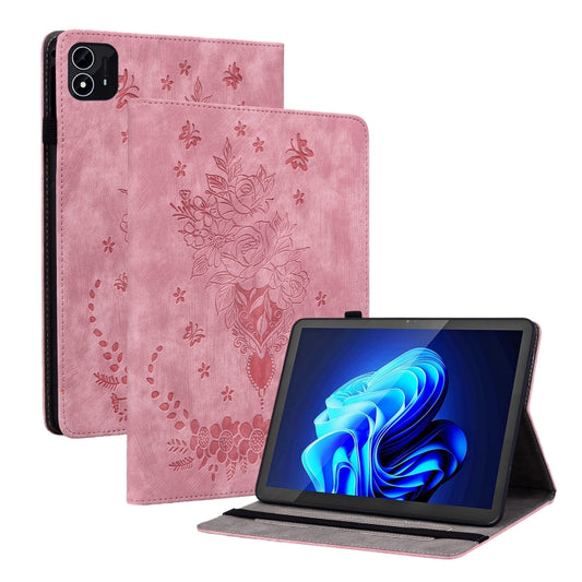 For itel Pad One 10.1 Butterfly Rose Embossed Leather Tablet Case(Pink) - Others by PMC Jewellery | Online Shopping South Africa | PMC Jewellery | Buy Now Pay Later Mobicred