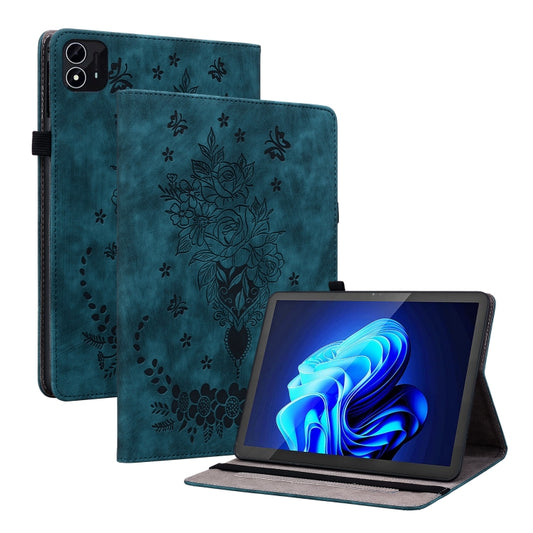 For itel Pad One 10.1 Butterfly Rose Embossed Leather Tablet Case(Dark Blue) - Others by PMC Jewellery | Online Shopping South Africa | PMC Jewellery | Buy Now Pay Later Mobicred