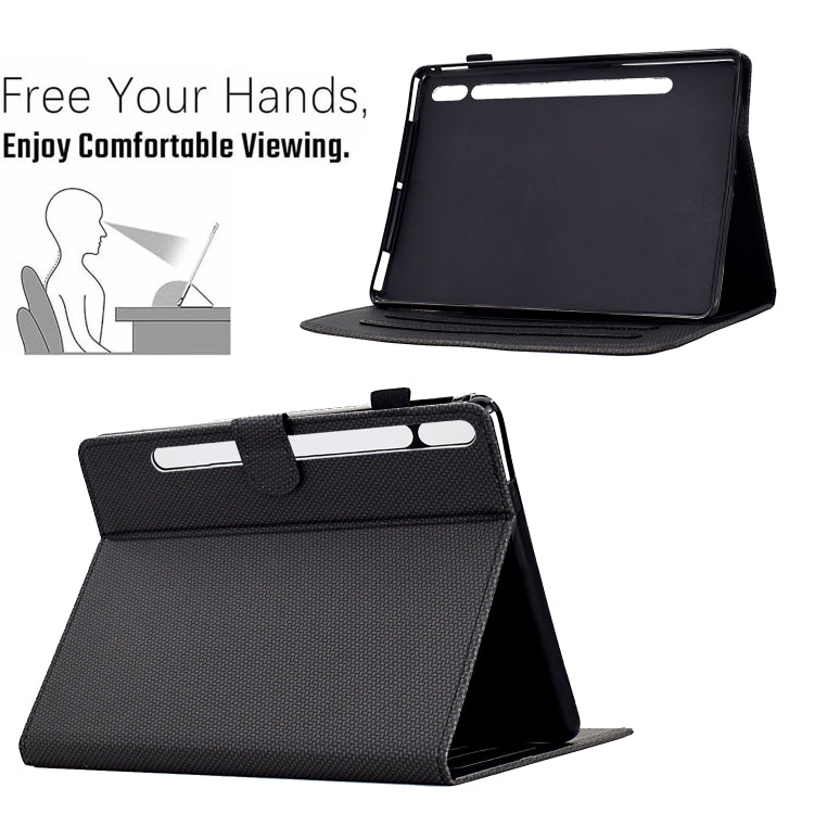 For Samsung Galaxy Tab S9 / S9 FE Solid Color Fiber Texture Smart Tablet Leather Case(Black) - Galaxy Tab S9 Cases by PMC Jewellery | Online Shopping South Africa | PMC Jewellery | Buy Now Pay Later Mobicred