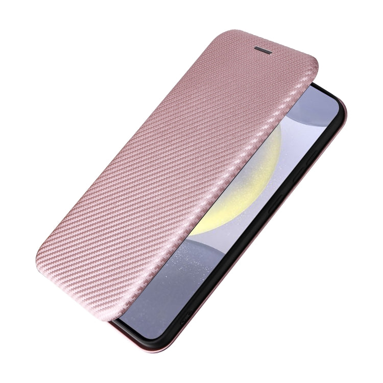 For Samsung Galaxy S25+ 5G Carbon Fiber Texture Flip Leather Phone Case(Pink) - Galaxy S25+ 5G Cases by PMC Jewellery | Online Shopping South Africa | PMC Jewellery | Buy Now Pay Later Mobicred