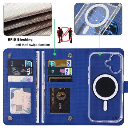 For iPhone 14 Plus ViLi GHA-C Series RFID MagSafe Magnetic Flip Leather Phone Case(Blue) - iPhone 14 Plus Cases by ViLi | Online Shopping South Africa | PMC Jewellery | Buy Now Pay Later Mobicred