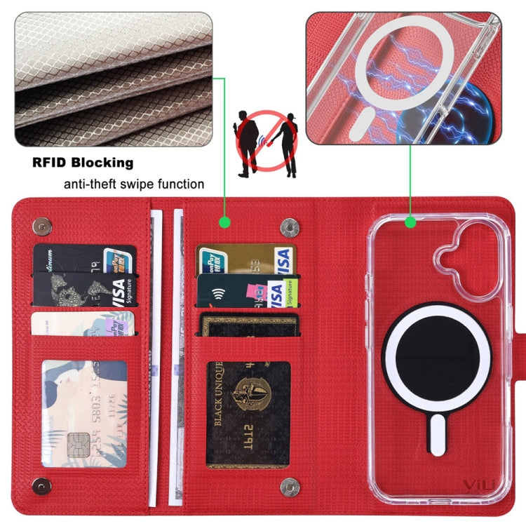 For iPhone 14 Pro Max ViLi GHA-C Series RFID MagSafe Magnetic Flip Leather Phone Case(Red) - iPhone 14 Pro Max Cases by ViLi | Online Shopping South Africa | PMC Jewellery | Buy Now Pay Later Mobicred