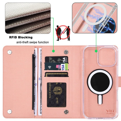 For iPhone 15 ViLi GHB-C Series RFID MagSafe Magnetic Flip Leather Phone Case(Pink) - iPhone 15 Cases by ViLi | Online Shopping South Africa | PMC Jewellery | Buy Now Pay Later Mobicred