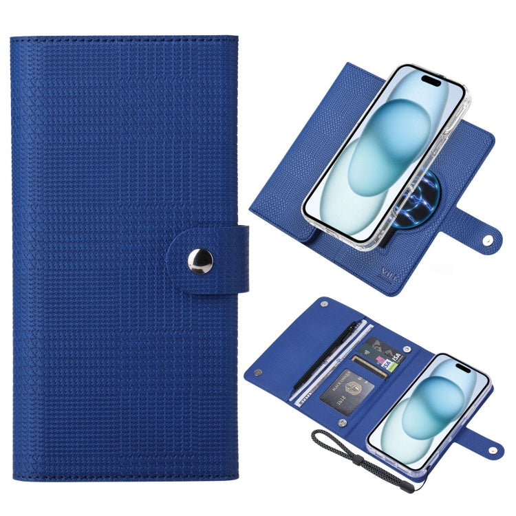 For iPhone 15 Plus ViLi GHB-C Series RFID MagSafe Magnetic Flip Leather Phone Case(Blue) - iPhone 15 Plus Cases by ViLi | Online Shopping South Africa | PMC Jewellery | Buy Now Pay Later Mobicred