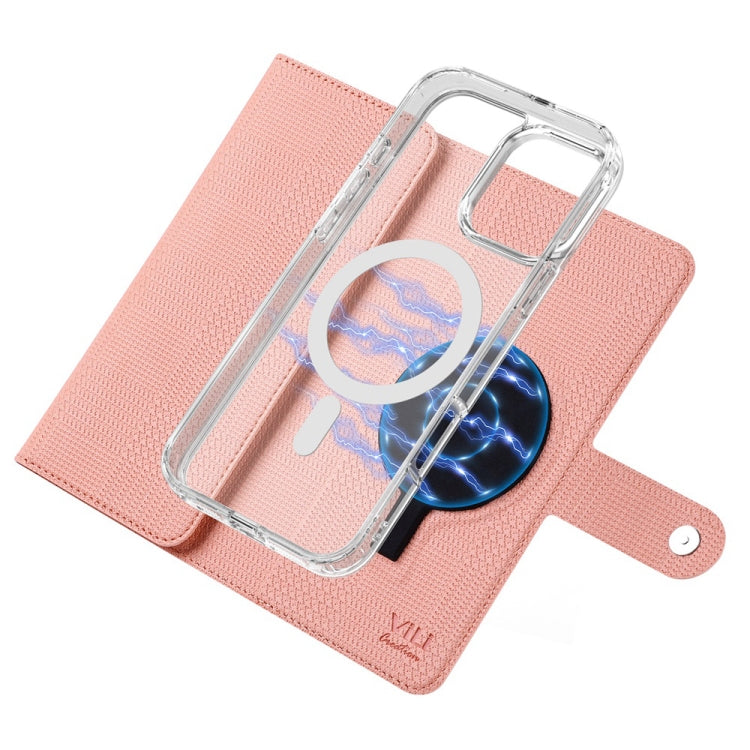 For iPhone 14 Plus ViLi GHB-C Series RFID MagSafe Magnetic Flip Leather Phone Case(Pink) - iPhone 14 Plus Cases by ViLi | Online Shopping South Africa | PMC Jewellery | Buy Now Pay Later Mobicred