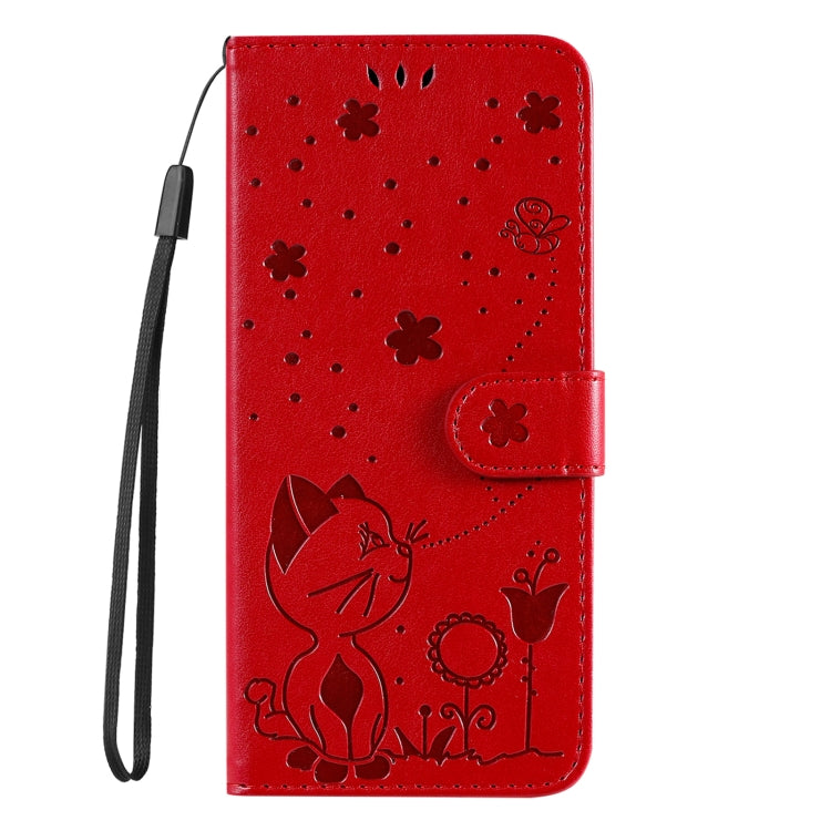 For Samsung Galaxy S25 / S24 5G Cat and Bee Embossed Flip Leather Phone Case(Red) - Galaxy S25 5G Cases by PMC Jewellery | Online Shopping South Africa | PMC Jewellery | Buy Now Pay Later Mobicred