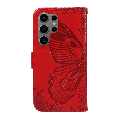 For Samsung Galaxy S25 Ultra 5G Swallowtail Butterfly Embossed Leather Phone Case(Red) - Galaxy S25 Ultra 5G Cases by PMC Jewellery | Online Shopping South Africa | PMC Jewellery | Buy Now Pay Later Mobicred