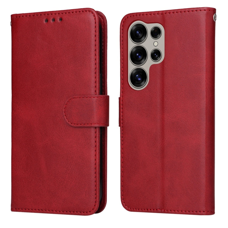 For Samsung Galaxy S25 Ultra 5G Classic Calf Texture Flip Leather Phone Case(Red) - Galaxy S25 Ultra 5G Cases by PMC Jewellery | Online Shopping South Africa | PMC Jewellery | Buy Now Pay Later Mobicred