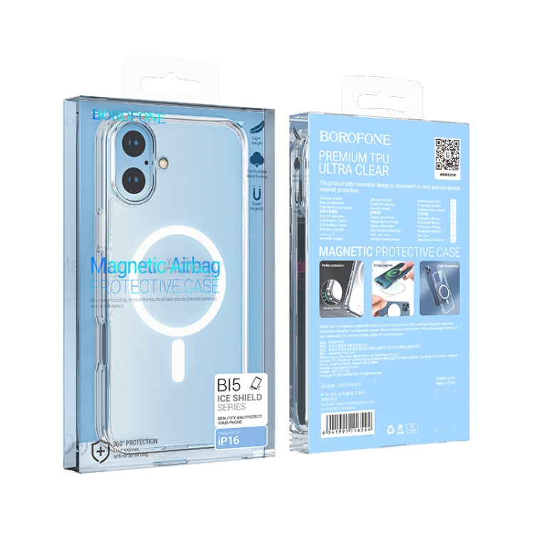 For iPhone 16 BOROFONE BI5 Ice Shield Series MagSafe Magnetic Phone Case(Transparent) - iPhone 16 Cases by Borofone | Online Shopping South Africa | PMC Jewellery | Buy Now Pay Later Mobicred