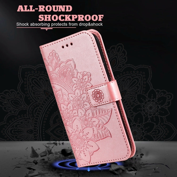 For Redmi K70 Ultra Seven-petal Flowers Embossing Leather Phone Case(Rose Gold) - Xiaomi Cases by PMC Jewellery | Online Shopping South Africa | PMC Jewellery | Buy Now Pay Later Mobicred