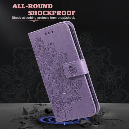 For Samsung Galaxy S25+ 5G Seven-petal Flowers Embossing Leather Phone Case(Light Purple) - Galaxy S25+ 5G Cases by PMC Jewellery | Online Shopping South Africa | PMC Jewellery | Buy Now Pay Later Mobicred