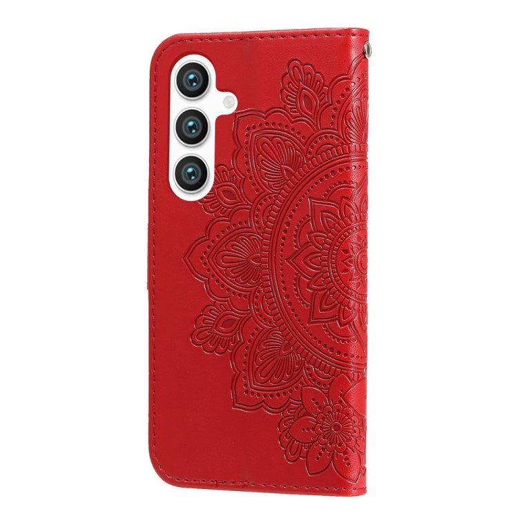 For Samsung Galaxy S25+ 5G Seven-petal Flowers Embossing Leather Phone Case(Red) - Galaxy S25+ 5G Cases by PMC Jewellery | Online Shopping South Africa | PMC Jewellery | Buy Now Pay Later Mobicred