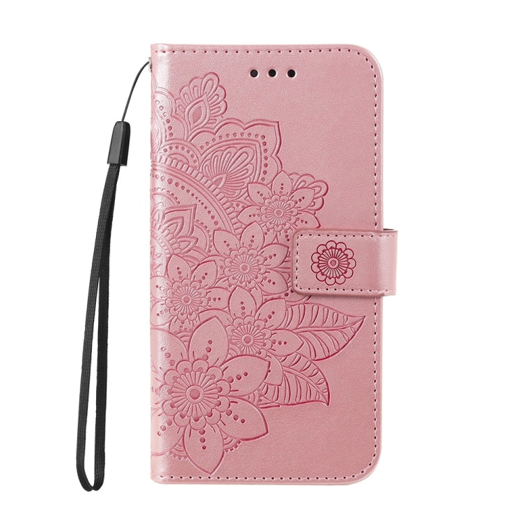 For Samsung Galaxy S25+ 5G Seven-petal Flowers Embossing Leather Phone Case(Rose Gold) - Galaxy S25+ 5G Cases by PMC Jewellery | Online Shopping South Africa | PMC Jewellery | Buy Now Pay Later Mobicred