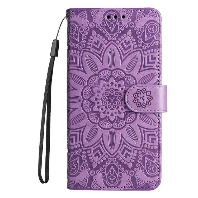 For Samsung Galaxy S25 5G Embossed Sunflower Leather Phone Case(Purple) - Galaxy S25 5G Cases by PMC Jewellery | Online Shopping South Africa | PMC Jewellery | Buy Now Pay Later Mobicred