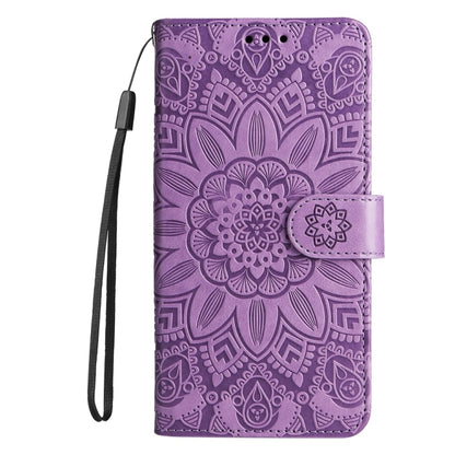 For Samsung Galaxy S25+ 5G Embossed Sunflower Leather Phone Case(Purple) - Galaxy S25+ 5G Cases by PMC Jewellery | Online Shopping South Africa | PMC Jewellery | Buy Now Pay Later Mobicred