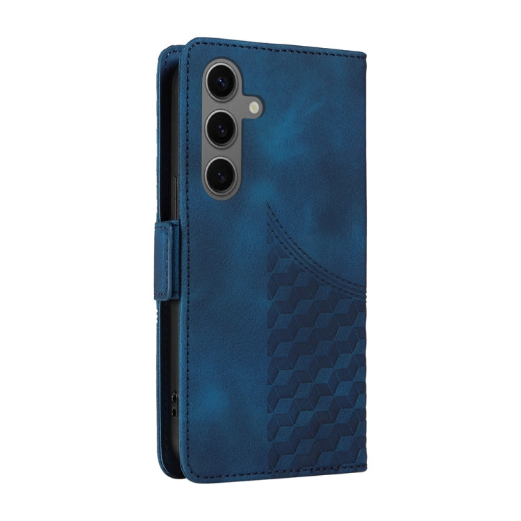 For Samsung Galaxy S25 5G Embossed Rhombus Starry Leather Phone Case(Blue) - Galaxy S25 5G Cases by PMC Jewellery | Online Shopping South Africa | PMC Jewellery | Buy Now Pay Later Mobicred