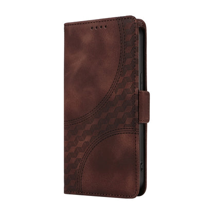 For Samsung Galaxy S25 5G Embossed Rhombus Starry Leather Phone Case(Brown) - Galaxy S25 5G Cases by PMC Jewellery | Online Shopping South Africa | PMC Jewellery | Buy Now Pay Later Mobicred