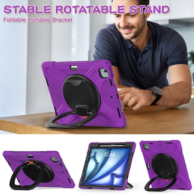 For iPad Air 13 2024 Silicone Hybrid PC Tablet Case with Holder & Shoulder Strap(Purple) - iPad Air 13 2024 Cases by PMC Jewellery | Online Shopping South Africa | PMC Jewellery | Buy Now Pay Later Mobicred