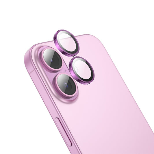 For iPhone 16 / 16 Plus hoco V12 Plus 3D Eagle Eye Metal Lens Protective Film(Pink) - iPhone 16 Tempered Glass by hoco | Online Shopping South Africa | PMC Jewellery | Buy Now Pay Later Mobicred