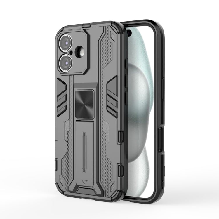 For iPhone 16 Supersonic PC + TPU Holder Phone Case(Black) - iPhone 16 Cases by PMC Jewellery | Online Shopping South Africa | PMC Jewellery | Buy Now Pay Later Mobicred