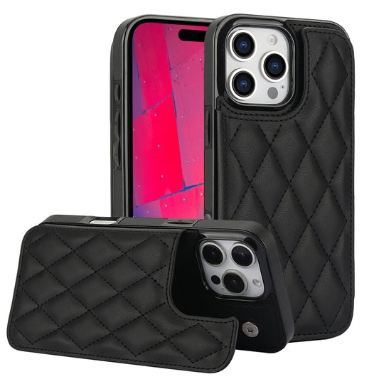 For iPhone 16 Pro Double Buckle Rhombic PU Leather Phone Case(Black) - iPhone 16 Pro Cases by PMC Jewellery | Online Shopping South Africa | PMC Jewellery | Buy Now Pay Later Mobicred