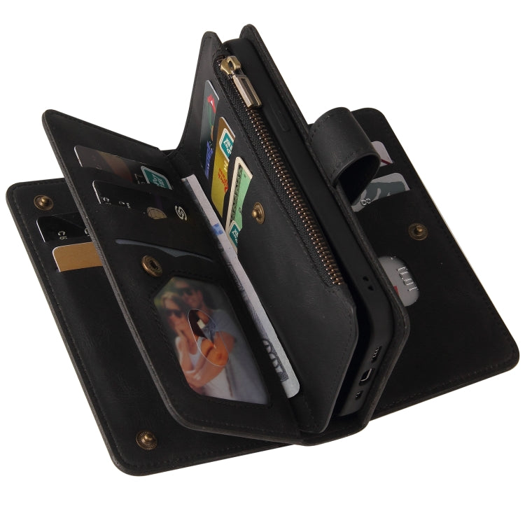 For iPhone 16 Pro Skin Feel Multi Card Slots Zipper Wallet Leather Phone Case(Black) - iPhone 16 Pro Cases by PMC Jewellery | Online Shopping South Africa | PMC Jewellery | Buy Now Pay Later Mobicred