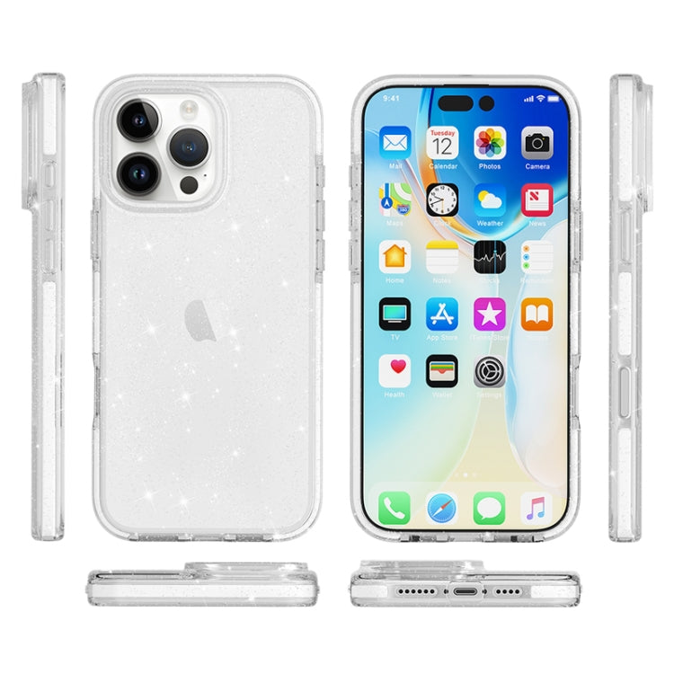 For iPhone 16 Plus Dual Color Clear Glitter TPU + TPE Full Coverage Phone Case(Glitter White) - iPhone 16 Plus Cases by PMC Jewellery | Online Shopping South Africa | PMC Jewellery | Buy Now Pay Later Mobicred