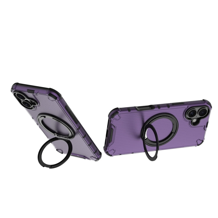 For iPhone 16 Plus Grating 360 Degree Rotating Holder Shockproof Phone Case(Purple) - iPhone 16 Plus Cases by PMC Jewellery | Online Shopping South Africa | PMC Jewellery | Buy Now Pay Later Mobicred