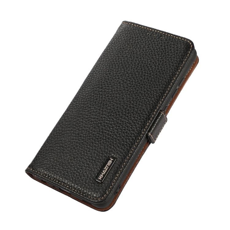 For Samsung Galaxy S24 FE 5G KHAZNEH Side-Magnetic Litchi Genuine Leather RFID Phone Case(Black) - Galaxy S24 FE 5G Cases by PMC Jewellery | Online Shopping South Africa | PMC Jewellery | Buy Now Pay Later Mobicred