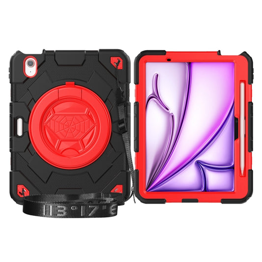 For iPad Air 11 2025 / 2024 Spider Rotation Handle Silicone Hybrid PC Tablet Case(Black Red) - iPad Air 11 2025 / 2024 Cases by PMC Jewellery | Online Shopping South Africa | PMC Jewellery | Buy Now Pay Later Mobicred