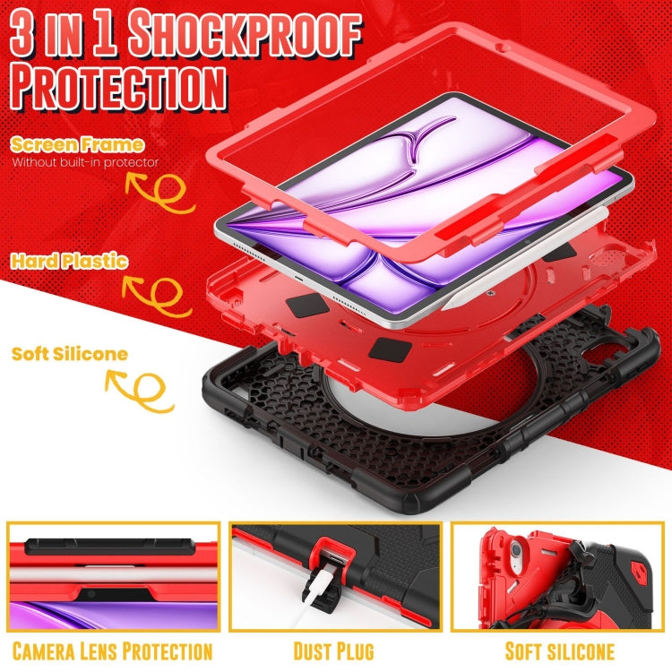 For iPad Air 11 2024 Spider Rotation Handle Silicone Hybrid PC Tablet Case(Black Red) - iPad Air 11 2024 Cases by PMC Jewellery | Online Shopping South Africa | PMC Jewellery | Buy Now Pay Later Mobicred