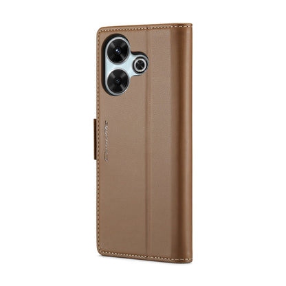 For Redmi 13 CaseMe 023 Butterfly Buckle Litchi Texture RFID Anti-theft Leather Phone Case(Brown) - Redmi 13 Cases by CaseMe | Online Shopping South Africa | PMC Jewellery | Buy Now Pay Later Mobicred