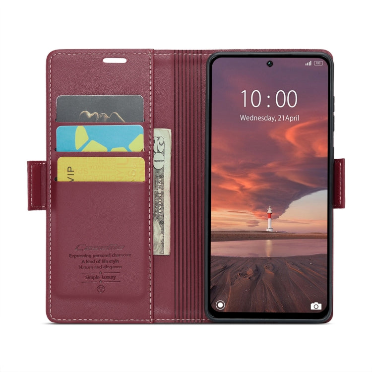 For Redmi 13 CaseMe 023 Butterfly Buckle Litchi Texture RFID Anti-theft Leather Phone Case(Wine Red) - Redmi 13 Cases by CaseMe | Online Shopping South Africa | PMC Jewellery | Buy Now Pay Later Mobicred