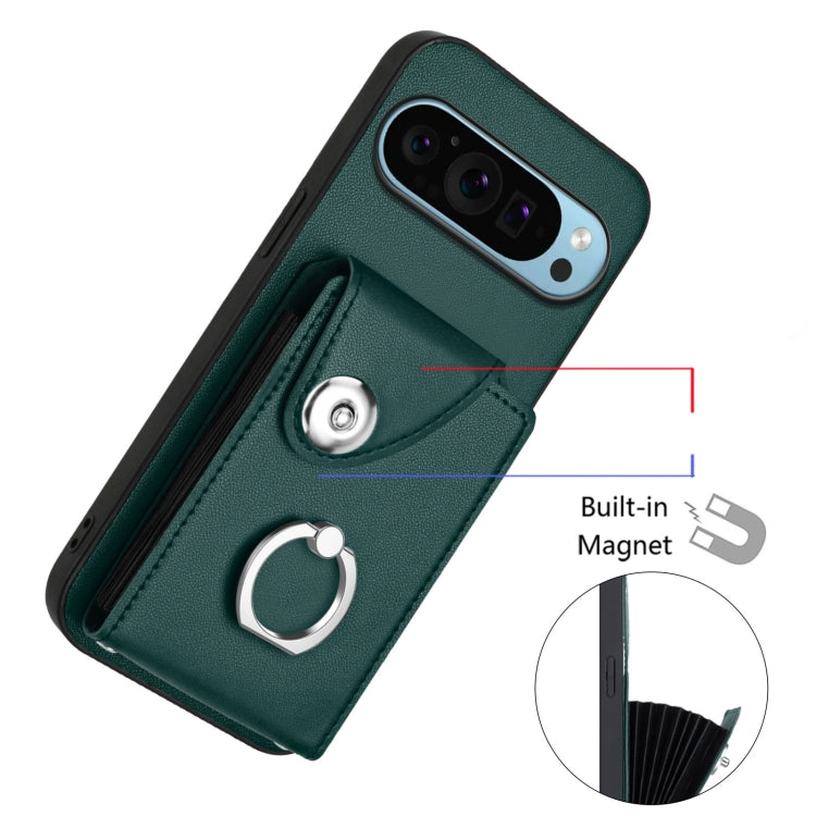 For Google Pixel 9 / 9 Pro Organ Card Bag Ring Holder Phone Case with Long Lanyard(Green) - Google Cases by PMC Jewellery | Online Shopping South Africa | PMC Jewellery | Buy Now Pay Later Mobicred