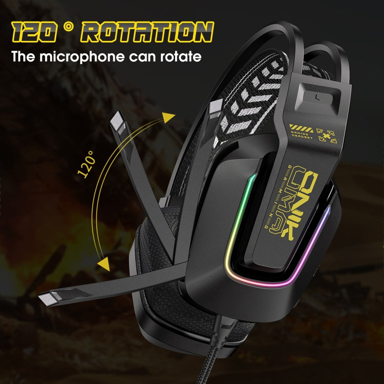 ONIKUMA X13 RGB Colorful Lighting Wired Gaming Headset with Microphone, Length:2.2m(Black) - free shipping - PMC Jewellery - Order now!