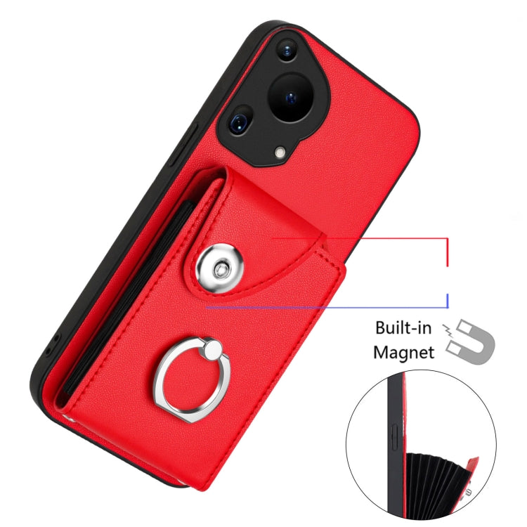 For Huawei Pura 70 Ultra Organ Card Bag Ring Holder Phone Case with Long Lanyard(Red) - Huawei Cases by PMC Jewellery | Online Shopping South Africa | PMC Jewellery | Buy Now Pay Later Mobicred