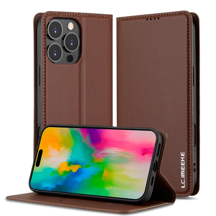 For iPhone 16 Pro Max LC.IMEEKE L1 Series Frosted Fine Texture PU Phone Case(Brown) - iPhone 16 Pro Max Cases by LC.IMEEKE | Online Shopping South Africa | PMC Jewellery | Buy Now Pay Later Mobicred