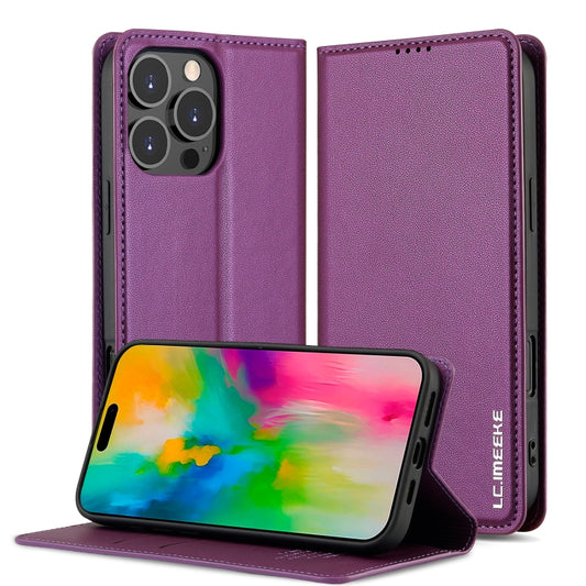 For iPhone 16 Pro Max LC.IMEEKE L1 Series Frosted Fine Texture PU Phone Case(Purple) - iPhone 16 Pro Max Cases by LC.IMEEKE | Online Shopping South Africa | PMC Jewellery | Buy Now Pay Later Mobicred