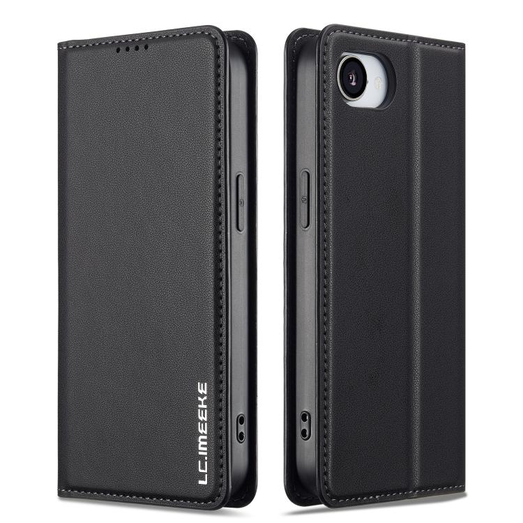 For iPhone 16e LC.IMEEKE L1 Series Frosted Fine Texture PU Phone Case(Black) - iPhone 16e Cases by LC.IMEEKE | Online Shopping South Africa | PMC TechLife | Buy Now Pay Later Mobicred