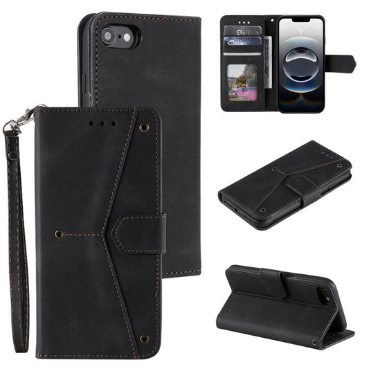 For iPhone 16e Nail Skin Feel Stitching Calf Texture Leather Phone Case(Black) - iPhone 16e Cases by PMC Jewellery | Online Shopping South Africa | PMC Jewellery | Buy Now Pay Later Mobicred