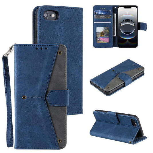 For iPhone 16e Nail Skin Feel Stitching Calf Texture Leather Phone Case(Blue) - iPhone 16e Cases by PMC Jewellery | Online Shopping South Africa | PMC Jewellery | Buy Now Pay Later Mobicred