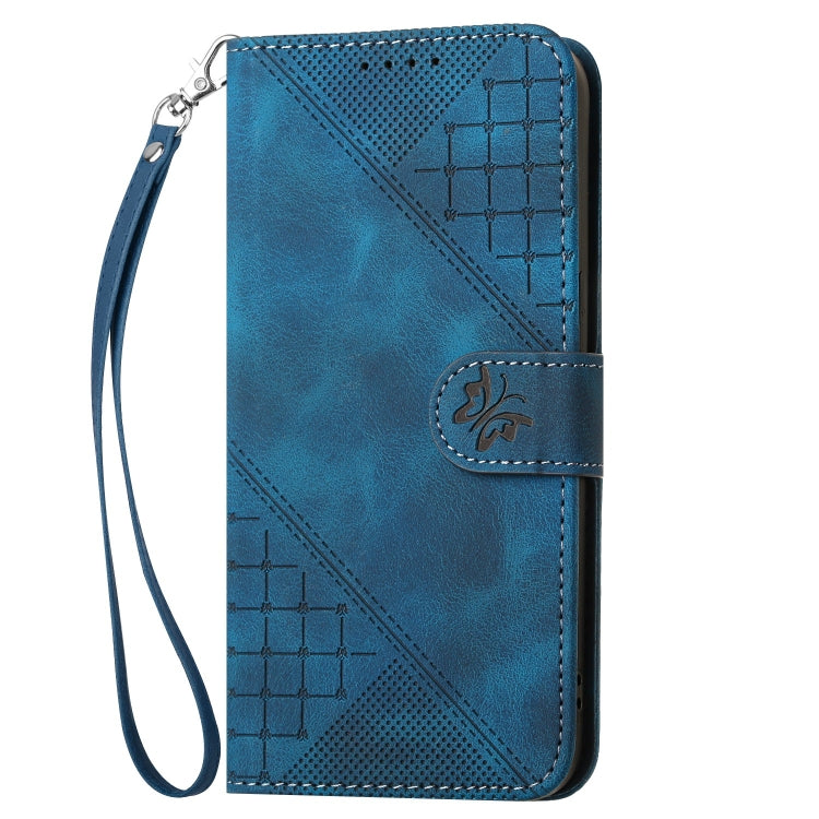 For Redmi K70 YX0080 Grid Butterfly Embossed Pattern Flip Leather Phone Case with Lanyard(Dark Blue) - K70 Cases by PMC Jewellery | Online Shopping South Africa | PMC Jewellery | Buy Now Pay Later Mobicred