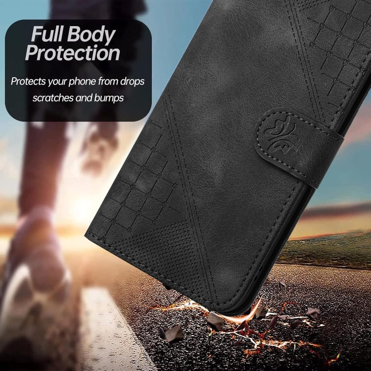 For Redmi K70 YX0080 Grid Butterfly Embossed Pattern Flip Leather Phone Case with Lanyard(Black) - K70 Cases by PMC Jewellery | Online Shopping South Africa | PMC Jewellery | Buy Now Pay Later Mobicred